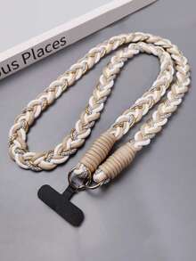 1 Pieza Correa de Lujo para Bandolera/Hombro de Cuerda Trenzada Dorada con Anilla para Llaves y Parche de Repuesto - acollador - Ver 15