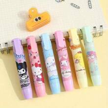 Sanrio 5 Sanrio Cartoon Character Sets, Made Of Durable ABS Material, Anti-Fouling And Anti-Shatter, Anti-Scratch Retractable Cute Eraser