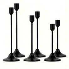 12/6pcs European Romantic Candle Holder Set, Polished Metal Tabletop Candle Holders Suitable For Pillar And Cone Candles, Elegant Centerpiece Decor For Christmas, Halloween, Easter, Thanksgiving, Home, Wedding, Party, Anniversary