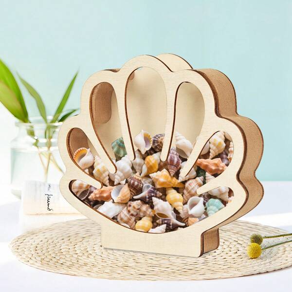 Organizador de conchas de madera vintage - Bandeja de almacenamiento de tapa abierta para joyas, cuentas, rhinestones y suministros de manualidades | Decoración de escritorio bohemia | Regalo único para ella