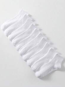 1/5/15 Pairs All-Match White Short Socks, Unisex, Minimalist & Versatile, Suitable For Daily Wear - White - View 4