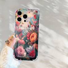 Caja del teléfono 1PC Sueño Colorido Patrón Floral Diseño Caja del teléfono 15 Plus 11 Pro 16 14 12 13 Titular de la tarjeta portátil Diseño Impresión Teléfono resistente a caídas - Colores mixtos 1 - Ver 4