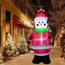 Inflatable 7 Ft Christmas Snowman With Built-In LED Lights, Stakes - Xmas Blow Up Yard Decor, Outdoor Christmas Decorations For Yard, Lawn, Garden - Christmas Inflatables - White - View 6