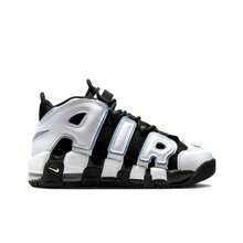Nike Air More Uptempo Leather High-Top Cushioned Children Basketball Shoes, Black & White - Black and White - View 2
