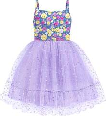 2025Toddler Girls Tulle Dress Rainbow Tutu Birthday Princess Dresses Formal Photo Shoot Outfit Summer Clothes 2-6T'Sprout Style' - 紫色 - 心形薄紗 - 查看 1