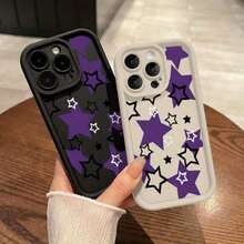 Funda de silicona para phone 11, 12, 13, 14, 15, 16 Plus Pro ProMax XSMAX XS/ X S22 S23 S24 S25, diseño elegante y moderno, estampado morado - Blanco antiguo - Ver 5