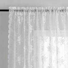 Elegant Shower Curtain Set: White Lace Embroidered Shower Curtain With Floral Design And Tassels, Gothic Bathtub Bathroom Decoration Romantic Home Decoration For Girls And Women, 2 Pieces Of White Lace Transparent Curtains 100*100