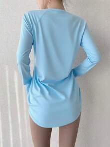 Áo tập yoga thể dục nữ, áo thể thao nhanh khô, thích hợp cho chạy bộ, tập gym, lớp lót co giãn ôm sát cơ thể mùa xuân. - Màu xanh nhạt - Xem 6