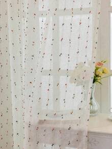 新款法式亚麻薄纱窗帘，彩虹糖纱刺绣 - 多功能杆设计，适合所有季节客厅、卧室、阳台装饰和餐厅窗帘