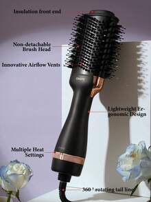 CRASTS Hair Dryer Brush, 3-Speed Temperature And Airflow Settings, Volumizing, Straight & Wavy Styling, 2-In-1 Blow Dryer And Brush