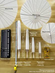 1/5/10件复古白色创意女士空白纸质遮阳婚礼伞 - 木柄，无需电源，非常适合婚礼、拍照、化妆、派对、海滩装饰。婚礼纪念品，伴娘团装饰伞，复古纸扇。