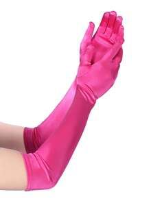 1 Pair Satin Long Elegant Formal Opera Gloves For Women, Suitable For Parties, Balls Fall Clothes For Women - Hot Pink - View 3