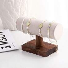 1pc Walnut Wood Color Jewelry Display Stand, High-End Jewelry Counter, Displaying Props Such As Bracelets, Watches, Necklaces, And Ring Racks For Women Storage Organizer Travel Essentials Back To School Dormitory Storage