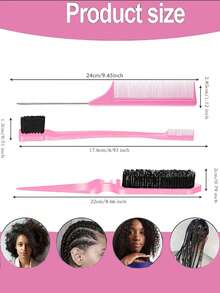 Set da 4 pezzi di pettini e cera per capelli, 1 pezzo di barretta di cera per capelli non unta per styling, pomata forte che rende i capelli ordinati e puliti, 1 pezzo di pennello per bordi per mantenere i bordi dei capelli lisci, 1 pezzo di pettine per acconciare i capelli lisci, controllo dei baby hair e domare le doppie punte