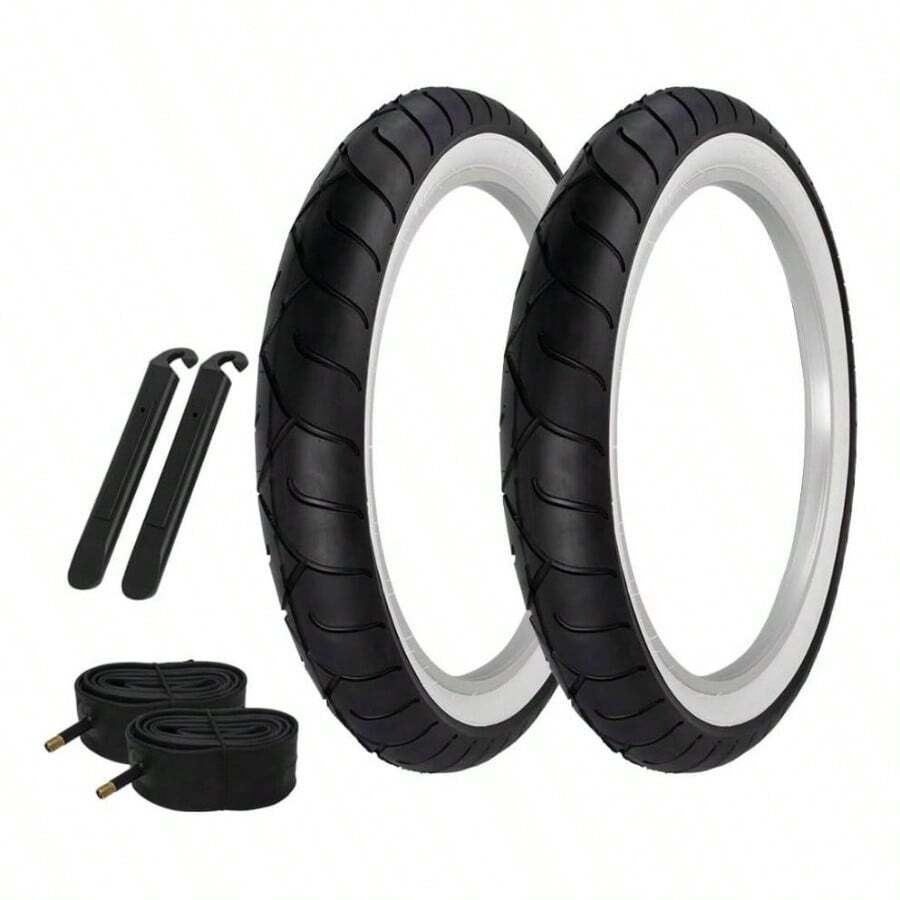 Pair Of Bicycle TIRE Fat Bike BMX/Electric Slick Clincher TIRE In 24 X 4.1/4 Black/White SIDEWALL(2) Tires W/Tubes  TIRE LEVERS P1077