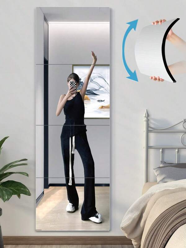 1 Pieza/3 Piezas Espejo Decorativo Autoadhesivo Desmontable de Acrílico, Paneles de Espejo Flexibles sin Marco, Set de Espejos sin Necesidad de Alimentación Eléctrica para Hogar, Gimnasio, Dormitorio y Regalos Decorativos, Pegatinas Personalizadas para Cumpleaños/Graduación