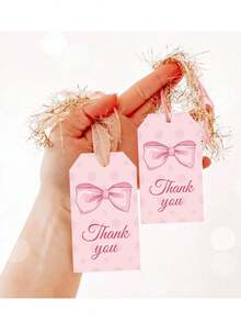 50 Stücke rosa Schleife Dankeschön Geschenk Anhänger, Geschenk Anhänger mit Juteband zum Feiern mit uns, Hochzeit, Geburtstag, Babyparty Geschenk Deko Anhänger, zum Feiern von Geburtstag, Jahrestag, Babytaufe, Hochzeit, Bridal-Shower, Abschluss, Erntedankfest, Weihnachten, usw.