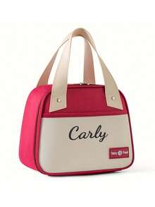 Insulated Lunch Bag With High-Quality Oxford Fabric Colorblock Design, Comes With Meal Bag, Bento Box Bag, Customized Embroidery Of Your Name Or Personal Text To Make Your Lunch Bag Unique, Suitable For Office Workers Commuting, Family Parties, Outdoor Picnics, Camping, Holiday Gatherings, Beach Vacations, Student Meals, Also A Great Gift - Multicolor - View 13