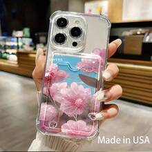 Funda para móvil con ranura para tarjetas. Compatible con phone 16, 15, 14, 13, 12 y 11. Permite guardar tarjetas y fotos. Diseño elegante y sencillo, transparente, esquinas reforzadas, anticaídas, con orificios para tarjetas. - Colores mixtos 1 - Ver 4