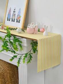 1pc, Vibrant Yellow And White Striped Rectangular Table Runner, Suitable For Dining Table, Coffee Table, Home Decor - Durable Kitchen And Dining Room Decoration, Table Decoration - Yellow - View 10