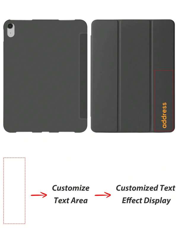 1pc Customized Silicone 3-Fold Painted Black Tablet Case, Personalized Text/Name/Artistic Font, 3-Fold Stand, Honeycomb Heat Dissipation, TPU Soft Edge Full-Body Protection, Magnetic Sleep/Wake, Creative Casual Minimalist IPad Folding Tablet Case, Compatible With IPad Mini 1/2/3/4/5/6