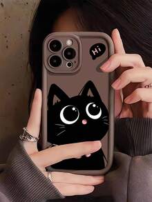 1 件大眼黑猫可爱图案防摔手机壳，适用于 16、15、14、13、12、11 Pro Max 及系列防水防震防刮 - 彩色 - 查看 4