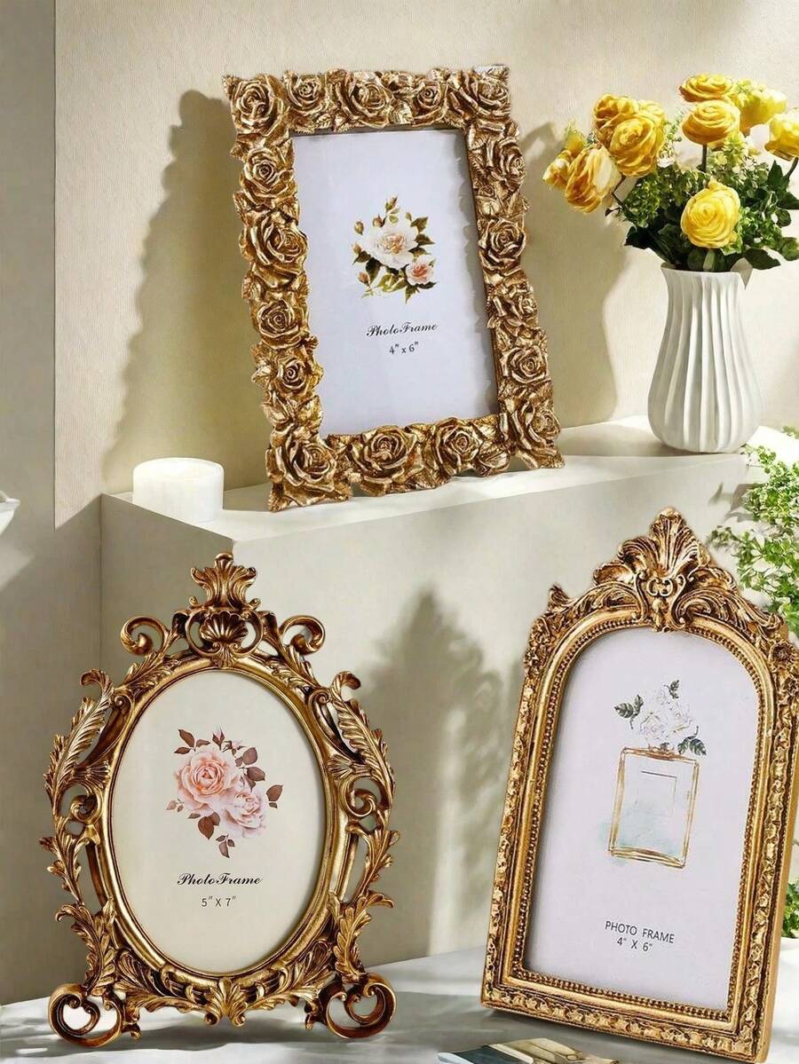 复古雕刻艺术北欧风格创意相框，是客厅婚礼照片、卧室家庭肖像、桌面毕业照的理想装饰，也是送给男朋友/女朋友、最好的朋友、家庭周年纪念日的绝佳礼物 - 彩色 - 查看 1