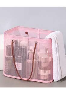 Large Mesh Shower Bag, Unisex Waterproof Beach Bag, Travel Gym Yoga Spa Toiletry Storage Organizer, Dirty Clothes Basket For Seaside Holiday