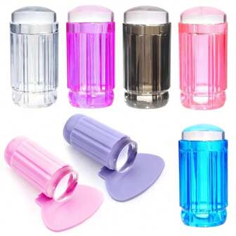 French Tips Nail Stamper Transparent Silicone Nail Art Stamper Kit Jelly Stamper For Nails With Scraper