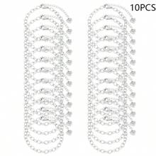 10pcs/Set Heart Shaped Pendant Chain Bracelet Suite, Stainless Steel Adjustable Jewelry Findings With Lobster Clasp, For DIY Jewelry Making