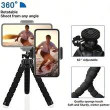 1/2pcs Flexible Octopus Tripod, Mini Phone & Camera Stand With Sponge Handle, 360° Rotatable Octopus Mount For Photography & Videography, Portable & Adjustable Tripod With Universal Clip - Black - View 9