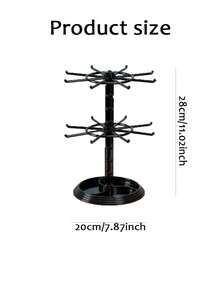 1pc Rotatable Double-Layer Black/Transparent/White Key Chain Display Rack, Detachable Organizer For Keychains, Necklaces, Rings, Earrings And Hair Clips, Suitable For Counter, Dresser, Bathroom And Bedside