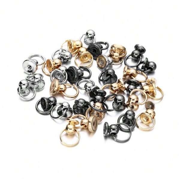 50PCS - Premium Heavy-Duty Zinc Alloy Rivets - Screw-In Round Head Pull Ring Rivet Set Corrosion-Resistant Sturdy For DIY Faux Leather Crafts Belts Wallets Handbags Phone Cases Jewelry Accessories,Back To School Art Projects Christmas Birthday Gifts