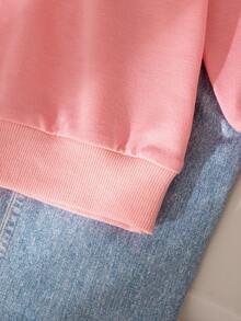 2 Stücke/Set Mädchen Lässig Alltags Outfit - Einfarbiges Schleife Dekor Langarmoberteil und lange Hose, Regular Fit, Frühling/Herbst