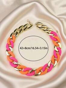 Collier chaîne à grosse boucle Dopamine Colorblock, style estival, idéal pour le quotidien et la plage.