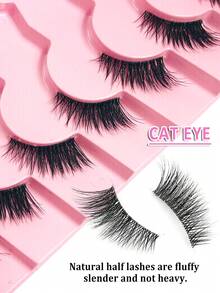 False Eyelashes,7 Pairs Cat Eye Half Eye Clear Band Nature Crisscross Wispies Soft False Lashes Fake Eyelashes For Party Half Lashes Clear Band Eyelashes Cat Eye False Eyelashes Short Soft 3d Faux Mink Eyelashes Soft Natural Makeup