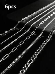 1 件简约蛇骨链钛钢精致项链，男女通用分层项链，适合作为毕业礼物 - 銀色 - 查看 11
