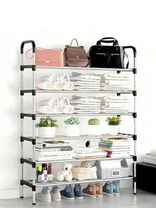 SHOE RACK ALUMINUM TUBE 4/5/6/7/8 LEVELS - Black - View 9