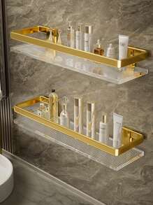 1pc No Drill Bathroom Shelf, Acrylic Vanity Wall Mounted Storage Rack For Toilet, Restroom, Gift For Holiday, Birthday, Party