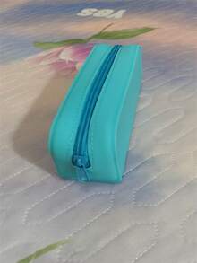 New Large Capacity Silicone Solid Color Pencil Case, Student Stationery Organizer Bag, Rectangular Silicone Pencil Box, Cosmetics Storage Pouch - Multicolor - View 12