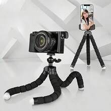 1/2pcs Flexible Octopus Tripod, Mini Phone & Camera Stand With Sponge Handle, 360° Rotatable Octopus Mount For Photography & Videography, Portable & Adjustable Tripod With Universal Clip - Black - View 5