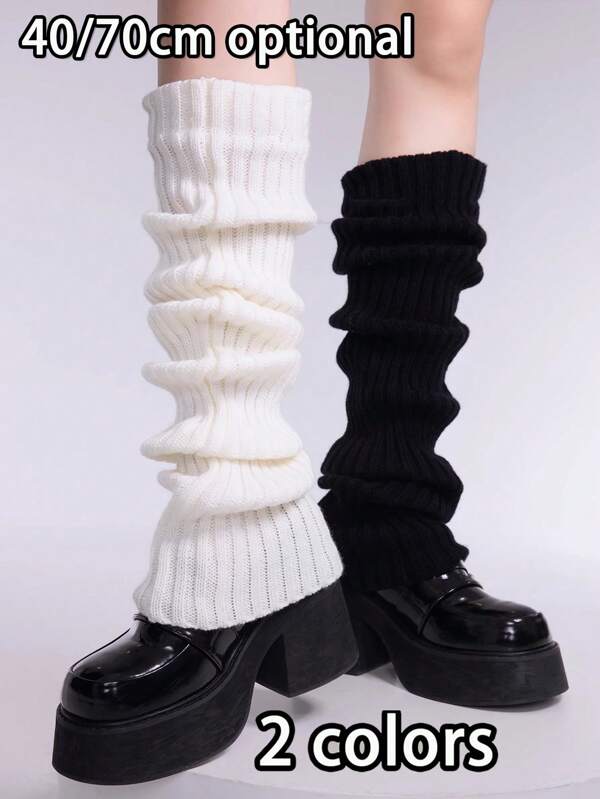 1 Paar Modische lose gestrickte vertikale Streifenstulpen für Frauen, Y2K Gothic dekorative Beinwärmer, JK Schulmädchen süßer Stil, Beinformende Beinwärmer, geeignet für Frühling, Herbst, Winter, Halloween, Weihnachten, Karneval, Alltagstragen