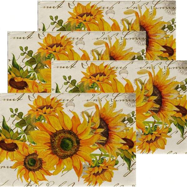 4/6pcs Summer Placemats, 30 X 45 Cm Floral Pattern Placemats, Breakfast Table Mats, Suitable For Kitchen, Party, Birthday, Wedding