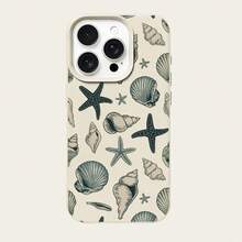 1pc TPU Material Full Screen Starfish & Shell Retro Pattern Phone Case Compatible With Apple/ Phones - White - View 5