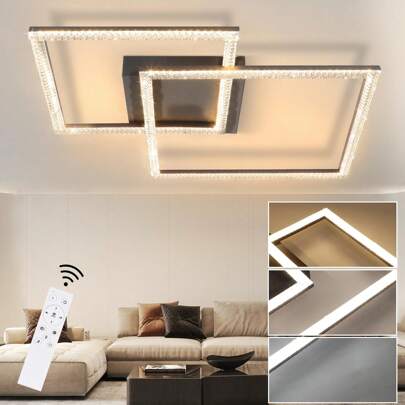 Ceiling Lamp LED Ceiling Light Living Room - Living Room Lamp Dimmable Kitchen Lamp 54W Black Bedroom Lamp Modern Design Square Ceiling Lighting With Remote Control For Bedroom Kitchen