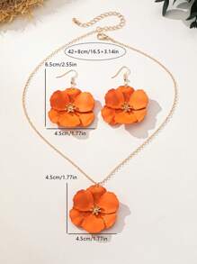 Vintage Floral Necklace & Earrings Jewelry Set, Boho Style Flower Jewelry, Cross-Border E-Commerce