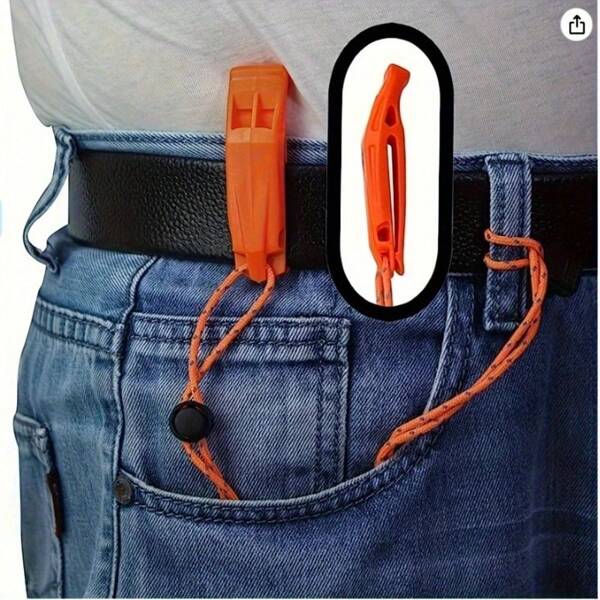 1 pièce Super sifflet de sécurité orange bruyant avec cordon noir - équipement de survie essentiel pour le kayak, la navigation de plaisance, la natation, la randonnée, le camping et l'escalade, outil de survie extérieur Sifflet de sécurité portable Sifflet léger, équipement et accessoires de kayak