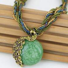 Elegant And Fashionable Bohemian Style Women's Multi-Color Imitation Opal Pendant Necklace Gift Brand New Retro Style, A Variety Of Colors For You To Choose, Suitable For Daily Wear, Versatile And Good-Looking - Red - View 10