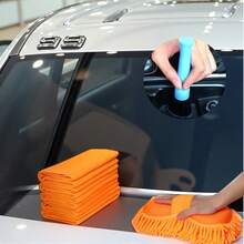 Kit com 7 peças de esponja e toalha para lavagem de carro, incluindo 1 esponja de limpeza de chenille com luva e 5 toalhas de microfibra macias e altamente absorventes - superabsorventes, sem arranhões e reutilizáveis, além de 1 escova de cerdas macias - para limpeza de carro, casa e cozinha, sem bateria