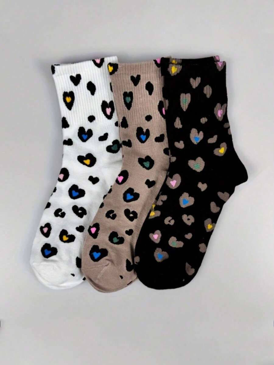 3 Pairs Solid Color Versatile Socks, Breathable, Comfortable, Absorbent Short Socks Suitable For Daily Wear, Sports, Office, Casual Style, All Seasons Valentines